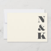 Minimalistisch Modern Monogram Ivoor Cream Bruilof Notitiekaartje (Voorkant)