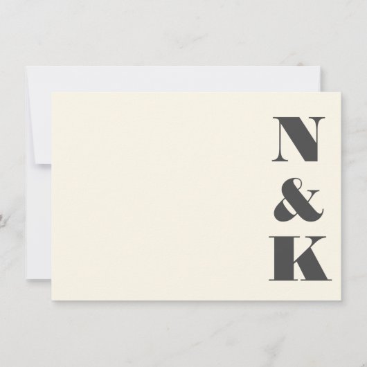 Minimalistisch Modern Monogram Ivoor Cream Bruilof Notitiekaartje (Voorkant)