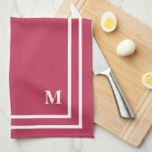 Minimalistisch modern monogram magenta Red Theedoek (Quarter Fold)