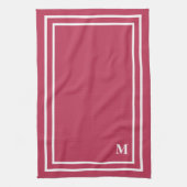 Minimalistisch modern monogram magenta Red Theedoek (Verticaal)