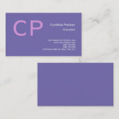 Minimalistisch modern monogram Periwinkle Lavender Visitekaartje (Voorkant / Achterkant)