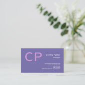 Minimalistisch modern monogram Periwinkle Lavender Visitekaartje (Staand voorkant)