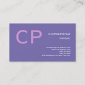 Minimalistisch modern monogram Periwinkle Lavender Visitekaartje (Voorkant)