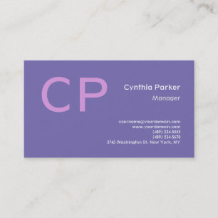 Minimalistisch modern monogram Periwinkle Lavender Visitekaartje