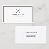 Minimalistisch Modern Monogram Professioneel Wit Visitekaartje (Voorkant / Achterkant)