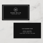 Minimalistisch Modern Monogram Professioneel Zwart Visitekaartje (Voorkant / Achterkant)