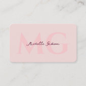 Minimalistisch modern monogram roze esthetisch visitekaartje (Voorkant)