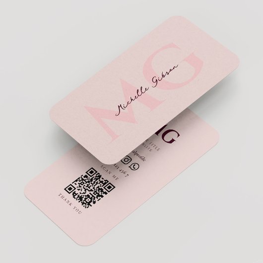 Minimalistisch modern monogram roze esthetisch visitekaartje