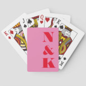 Minimalistisch Modern Monogram Roze Rode Aangepast Pokerkaarten (Achterkant)