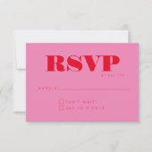Minimalistisch Modern Monogram Roze Rood Chique Br RSVP Kaartje (Voorkant)