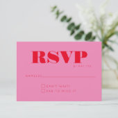 Minimalistisch Modern Monogram Roze Rood Chique Br RSVP Kaartje (Staand voorkant)