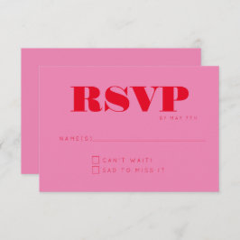 Minimalistisch Modern Monogram Roze Rood Chique Br RSVP Kaartje