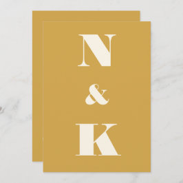 Minimalistisch modern monogram Saffron Yellow Wedd Kaart