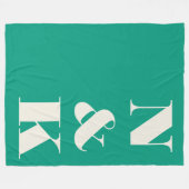 Minimalistisch Modern Monogram Smaragd Groene Brui Fleece Deken (Voorkant (Horizontaal))