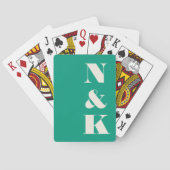 Minimalistisch Modern Monogram Smaragd Groene Brui Pokerkaarten (Achterkant)