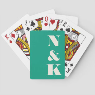 Minimalistisch Modern Monogram Smaragd Groene Brui Pokerkaarten