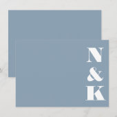 Minimalistisch Modern Monogram Stoffig Blauw Bruil Notitiekaartje (Voorkant / Achterkant)