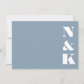 Minimalistisch Modern Monogram Stoffig Blauw Bruil Notitiekaartje (Voorkant)