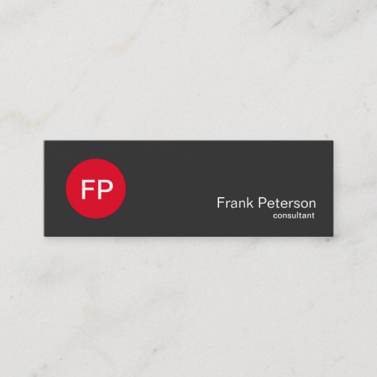 Minimalistisch modern monogram van de rode cirkel mini visitekaartje (Voorkant)