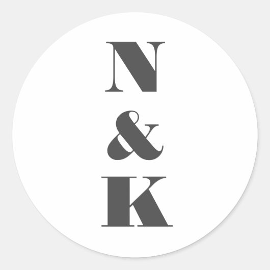 Minimalistisch modern monogram wit legant huwelijk ronde sticker (Voorkant)