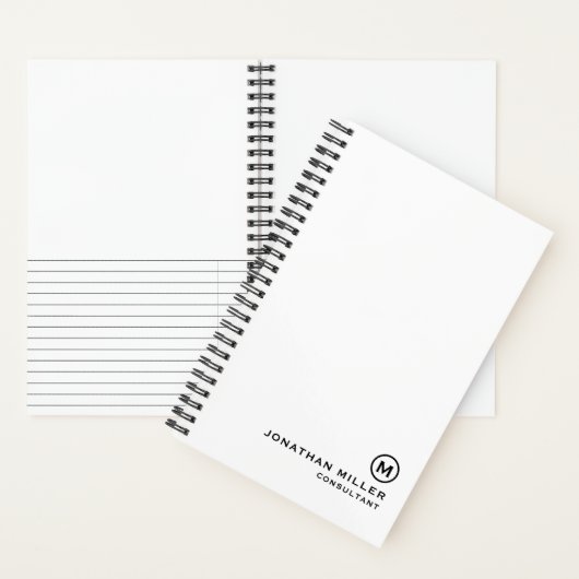Minimalistisch modern monogram wit spiraal notitieboek (Binnen)
