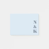 Minimalistisch Modern Monogram Zachte Blauwe Maatw Post-it® Notes (Voorkant)