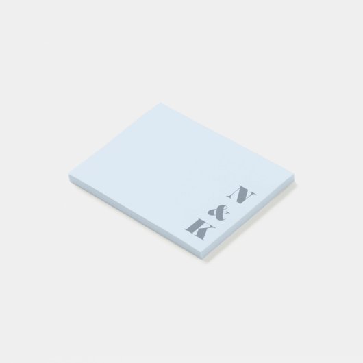 Minimalistisch Modern Monogram Zachte Blauwe Maatw Post-it® Notes (Schuin)