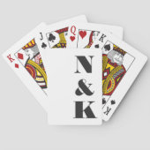 Minimalistisch modern monogram zwart en wit huweli pokerkaarten (Achterkant)