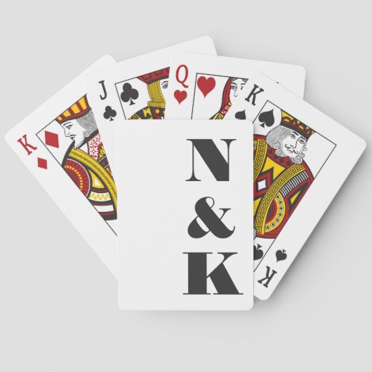 Minimalistisch modern monogram zwart en wit huweli pokerkaarten (Achterkant)