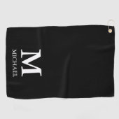 Minimalistisch Modern Monogram Zwart-wit Golfhanddoek (Horizontaal)