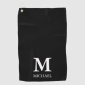 Minimalistisch Modern Monogram Zwart-wit Golfhanddoek (Voorkant)