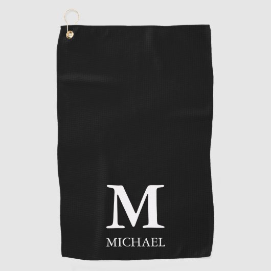 Minimalistisch Modern Monogram Zwart-wit Golfhanddoek (Voorkant)