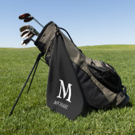 Minimalistisch Modern Monogram Zwart-wit Golfhanddoek
