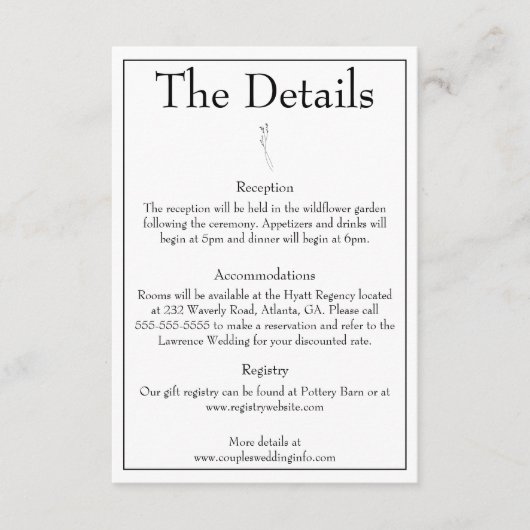 Minimalistisch modern monogram zwart-wit huwelijk informatiekaartje (Voorkant)