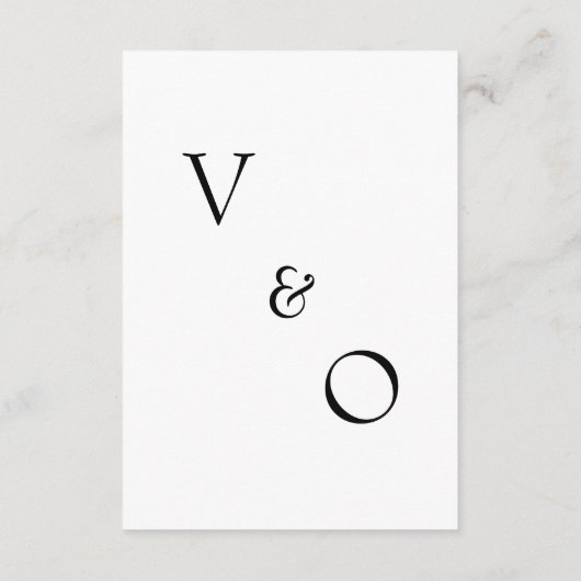 Minimalistisch modern monogram zwart-wit huwelijk informatiekaartje (Achterkant)