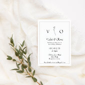 Minimalistisch modern monogram zwart-wit huwelijk kaart