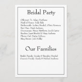 Minimalistisch modern monogram zwart-wit huwelijk programmakaart (Achterkant)