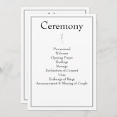 Minimalistisch modern monogram zwart-wit huwelijk programmakaart (Voorkant / Achterkant)