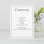 Minimalistisch modern monogram zwart-wit huwelijk programmakaart (Staand voorkant)