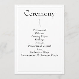 Minimalistisch modern monogram zwart-wit huwelijk programmakaart