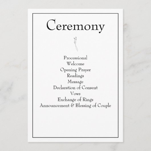 Minimalistisch modern monogram zwart-wit huwelijk programmakaart (Voorkant)