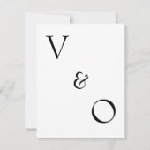 Minimalistisch modern monogram zwart-wit huwelijk RSVP kaartje (Achterkant)