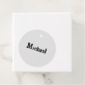 Minimalistisch modern monogram, zwarte grijs bedankjes labels (In situ)