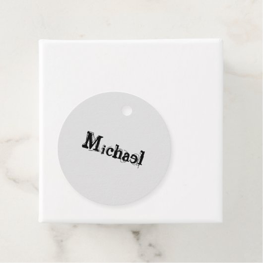 Minimalistisch modern monogram, zwarte grijs bedankjes labels (In situ)