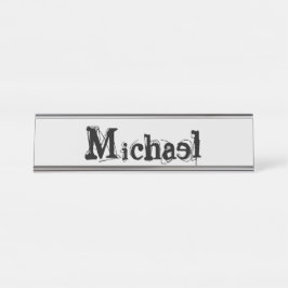 Minimalistisch modern monogram, zwarte grijs bureau naambordje