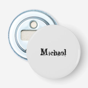 Minimalistisch modern monogram, zwarte grijs button flesopener