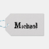 Minimalistisch modern monogram, zwarte grijs cadeaulabel (Achterkant Horizontaal)