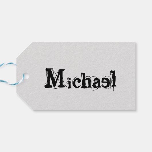 Minimalistisch modern monogram, zwarte grijs cadeaulabel (Achterkant Horizontaal)