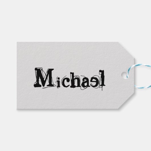 Minimalistisch modern monogram, zwarte grijs cadeaulabel (Voorkant (Horizontaal))