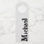 Minimalistisch modern monogram, zwarte grijs flessenhanger (Voorkant)